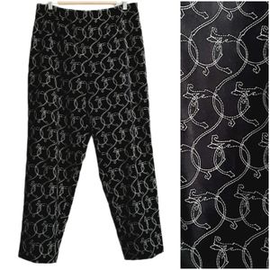 🍒 TALBOTS Embroidered Scroll Vine Velvet Pants Black Sz 16